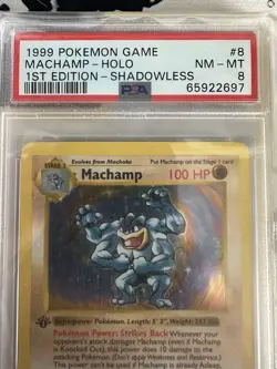Machamp PSA 8 Base Set 1st Edition Shadowless #8 Pokemon 1999 Holo Rare - Image 2