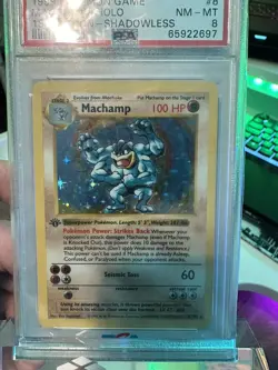 Machamp PSA 8 Base Set 1st Edition Shadowless #8 Pokemon 1999 Holo Rare - Image 5