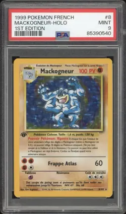 1999 Pokemon FRENCH 1st Edition Base Set Mackogneur-Machamp Holo 8/102 PSA 9 - Image 1