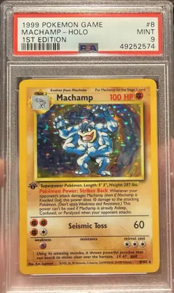 Pokemon TCG 1999 Base Set Machamp 1st Edition Holo PSA 9 8/102 - Image 1