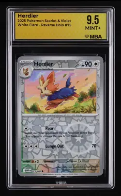 2025 Pokemon Scarlet & Violet White Flare Herdier #75 MBA 9.5 - Image 1