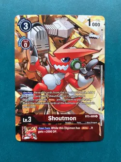 1x BT5-009 Shoutmon Tamer's Evolution Box Alternate Art Digimon Card Game x1 - Image 1