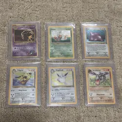 6 card vintage holo pokemon card lot MP / HP / Damaged (various sets) - Image 1
