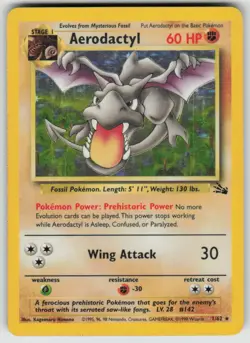 Aerodactyl 1/62 Holo Rare Fossil Pokemon Unlimited Holo Damaged - Image 1