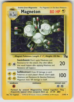 Magneton 11/62 Holo Rare Fossil Pokemon Unlimited Holo Damaged - Image 1