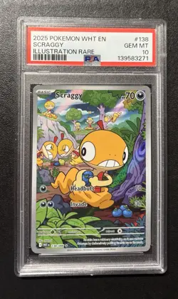 2025 POKEMON WHT EN-WHITE FLARE ILLUSTRATION RARE #138 SCRAGGY PSA 10 - Image 1
