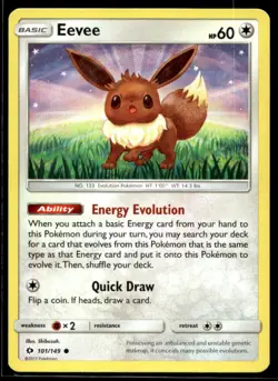 Eevee SM Base Set 101/149 LP Pokemon TCG | Buy 1 Get 2 Free - Image 1