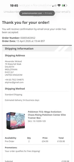 PRESALE PREORDER - CHAOS RISING POKEMON CENTER (ETB) SEALED X2 *DESCRIPTION* - Image 2