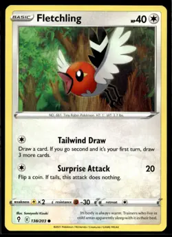 Fletchling SWSH07: Evolving Skies 138/203 LP Pokemon TCG | Buy 1 Get 2 Free - Image 1