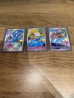 Pokemon First Partner Illustration Set- Rowlet, Litten, & Popplio Black Star - Image 1