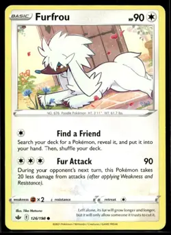 Furfrou SWSH06: Chilling Reign 126/198 LP Pokemon TCG | Buy 1 Get 2 Free - Image 1
