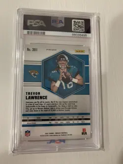 2021 Panini Mosaic Trevor Lawrence Reactive Blue PSA 9 Mint Rookie RC - Image 2