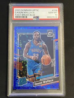 2023-24 Donruss Optic Cason Wallace Fast Break Blue /49 PSA 10 - Image 1