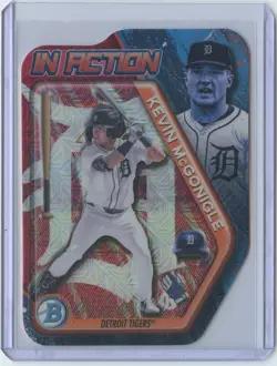 Kevin McGonigle 2025 Bowman Chrome In Action Red Refractor 5/5 Detroit Tigers - Image 1