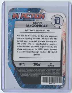 Kevin McGonigle 2025 Bowman Chrome In Action Red Refractor 5/5 Detroit Tigers - Image 2
