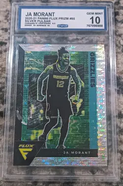 2020-2021 Flux Prizm #85 Ja Morant Silver Pulsar CCG Gem Mint 10 Slab Grizzlies - Image 1
