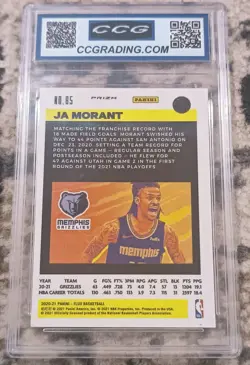 2020-2021 Flux Prizm #85 Ja Morant Silver Pulsar CCG Gem Mint 10 Slab Grizzlies - Image 2