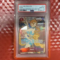 Bandai One Piece CCG Nami OP01-016 Promo Foil English 1st Anniversary PSA 10 - Image 1