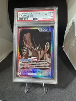 2025 One Piece Portgas D. Ace Leader Alt Art #OP13-002 PSA 10 GEM MINT English - Image 1