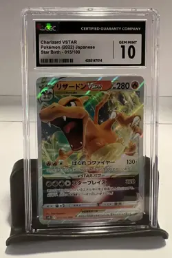 NEW CGC 10 GEM 2022 Pokemon Japanese SWSH Star Birth #015 Charizard Vstar 7317 - Image 1