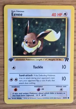 Pokemon TCG Eevee 55/82 1st Edition Team Rocket WOTC Vintage Card NM Condition - Image 1