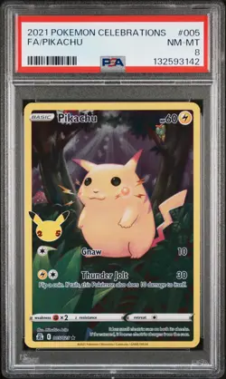 2021 POKEMON CELEBRATIONS #005 FULL ART/PIKACHU PSA 8 - Image 1