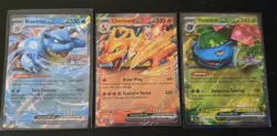 Charizard ex 161 Blastoise Ex 030/142 Venusaur Ex 001/142 Promos Stamped NM - Image 1