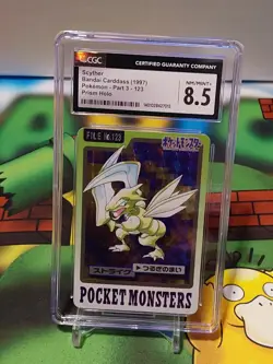 1997 Japanese Pokemon Bandai Carddass Part 3 Scyther Holo #123 CGC 8.5 - Image 1