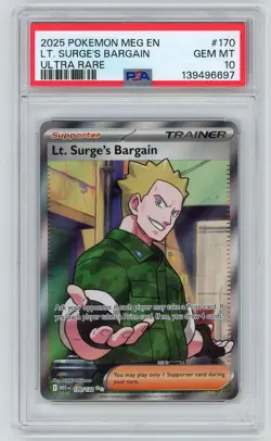 2025 Mega Evolution Series - Mega Evolution Lt. Surge's Bargain PSA 10 Ultra - Image 1