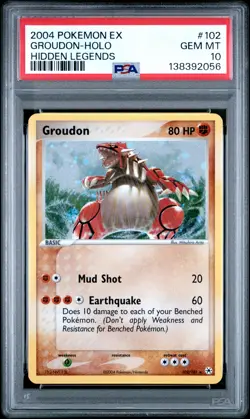 2004 POKEMON EX HIDDEN LEGENDS #102 GROUDON-HOLO PSA 10 - Image 1