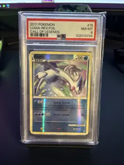 2011 POKEMON CALL OF LEGENDS LUGIA #15 REVERSE FOIL PSA 8 - Image 1