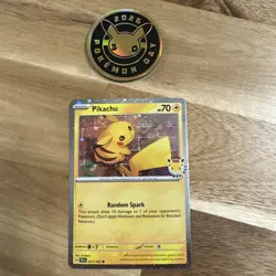 2026 Pikachu 051/162 Pokemon Day 30th Anniversary Stamped Promo TCG Plus Coin - Image 1