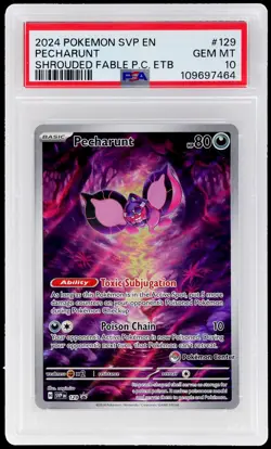 2024 Pokemon Black Star Promo Pecharunt #129 PSA 10 Gem Mint ETB Svp - Image 1