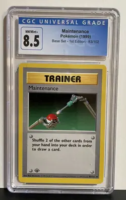MAINTENANCE 1999 POKEMON BASE SET 83/102 1ST EDITION TRAINER CGC 8.5 - Image 1