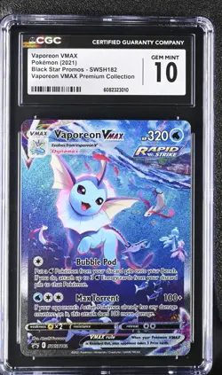 2021 POKEMON VAPOREON VMAX SWSH182 CGC 10 GEM MINT - Image 1