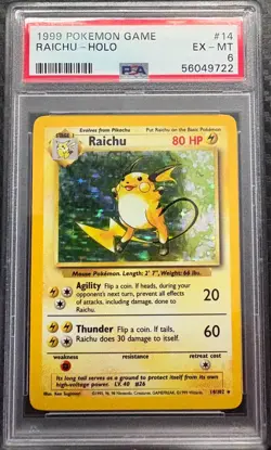 1999 Pokemon Raichu Holo #14 PSA 6 - Image 1