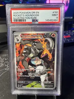 2025 POKEMON DRI EN ROCKET'S HOUNDOOM #191 ILLUSTRATION RARE PSA 9 - Image 1