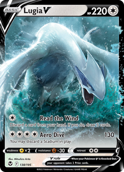 Lugia V 138/195 Holo V Rare Silver Tempest Pokemon Near Mint - Image 1