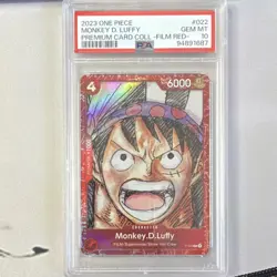 Bandai One Piece CCG Monkey D. Luffy P-022 Promo Foil Film Red Premium PSA 10 - Image 1