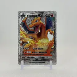 Pokemon Card Charizard V Fan Art Silver Foil Display Card, - Image 1