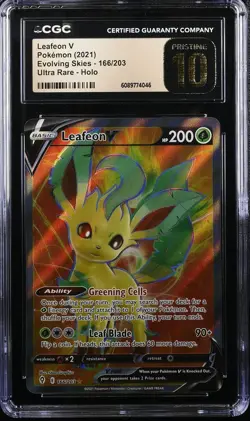 LEAFEON V 2021 POKEMON SWSH EVOLVING SKIES ULTRA RARE 166/203 CGC 10 PRISTINE - Image 1