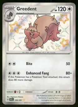 Pokemon Tcg Greedent #206 Pokemon Paldean Fates NM - Image 1