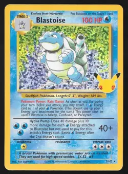 Blastoise Pokemon Celebrations Classic Collection 2/102 Holo Near Mint - Image 1