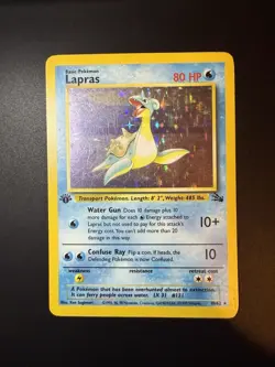 Pokemon TCG Lapras 10/62 Fossil 1st Edition Holo Rare 1999 Ken Sugimori 80 HP - Image 1