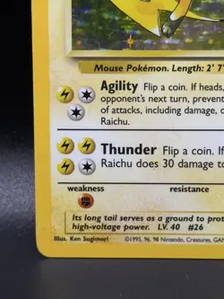 1999 POKEMON BASE SET UNLIMITED #14/102 RAICHU HOLO RARE - Image 5