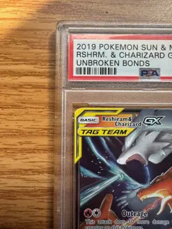 [PSA 10] 2019 POKEMON S&M RESHIRAM & CHARIZARD GX TAG TEAM #20 UNBROKEN BONDS - Image 2