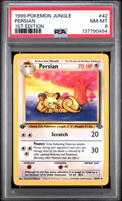 1999 POKEMON JUNGLE 1ST ED #42 PERSIAN PSA 8 - Image 1