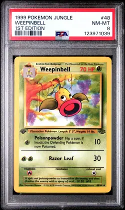 1999 POKEMON JUNGLE 1ST ED #48 WEEPINBELL PSA 8 - Image 1