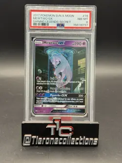 2017 Pokemon Sun & Moon 78/73 Mewtwo GX Shining Legends Secret Art PSA 8 - Image 1