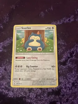 Pokemon Snorlax Holo Rare Sm-Unbroken Bonds 158/214 HP150 Lazy Eating *DAMAGED* - Image 1
